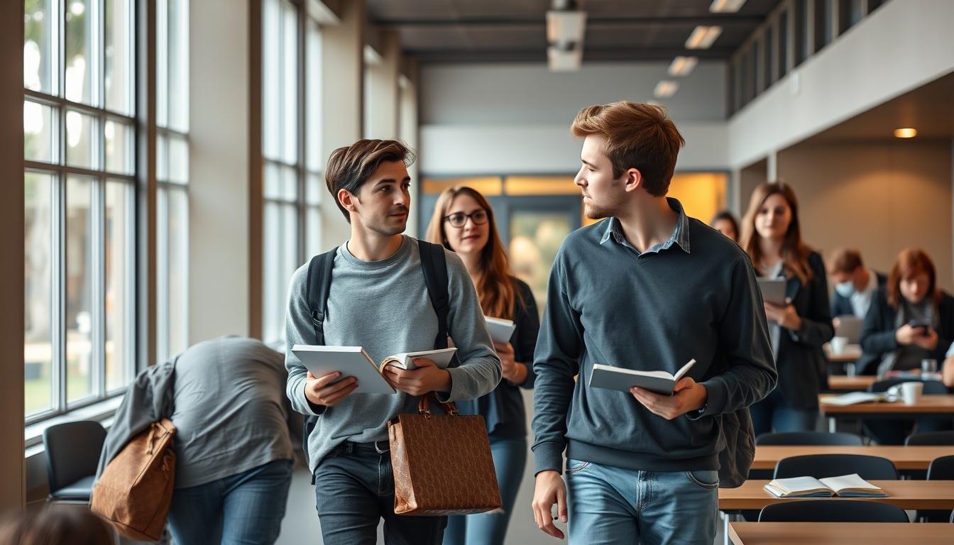 Student using a study guide to organize academic notes